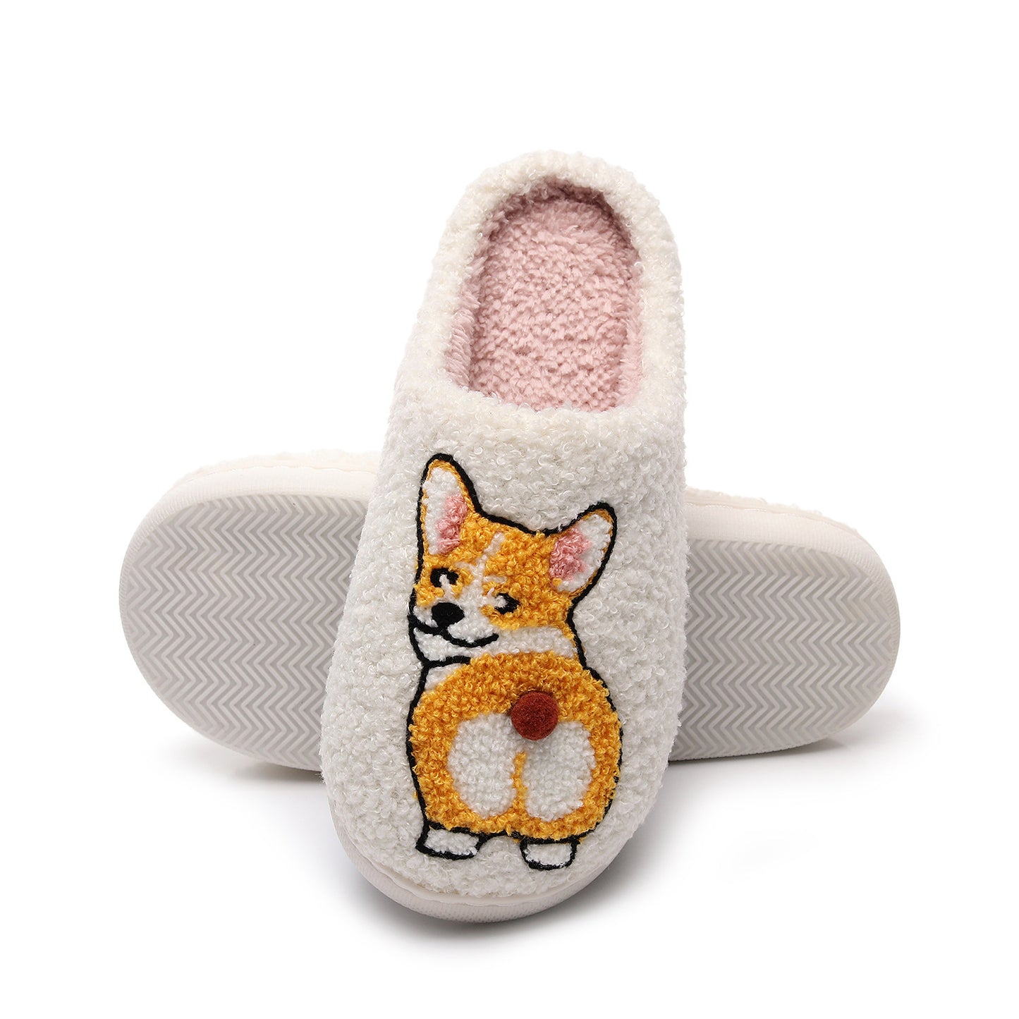Fashion Personality Pet Corgi Cotton Slippers, Plush Cartoon Dog Indoor Shoes (Unisex)