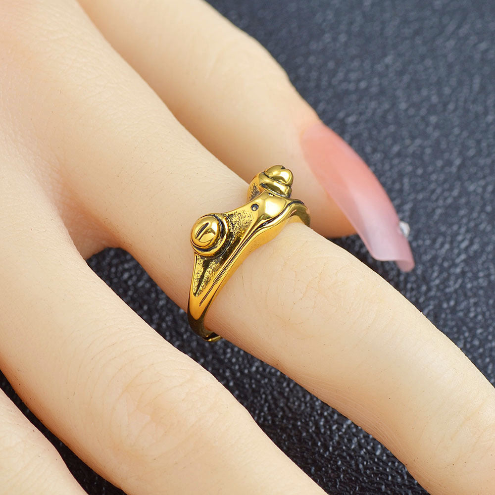 Niche Glamour: Female Retro Exaggerated Frog Open Ring (Copper, $\mathbf{3\text{g}}$).