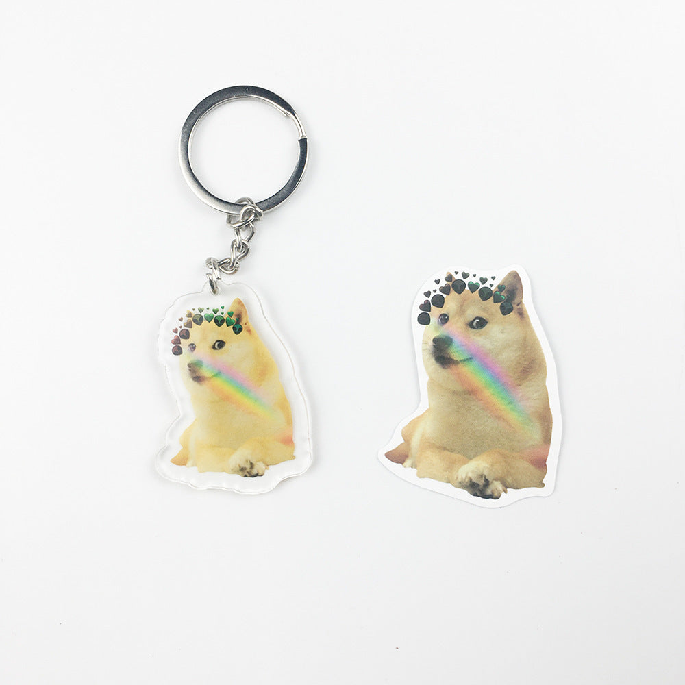Cartoon Crying Dog Acrylic Keychain, Transparent Zodiac Series Pendant