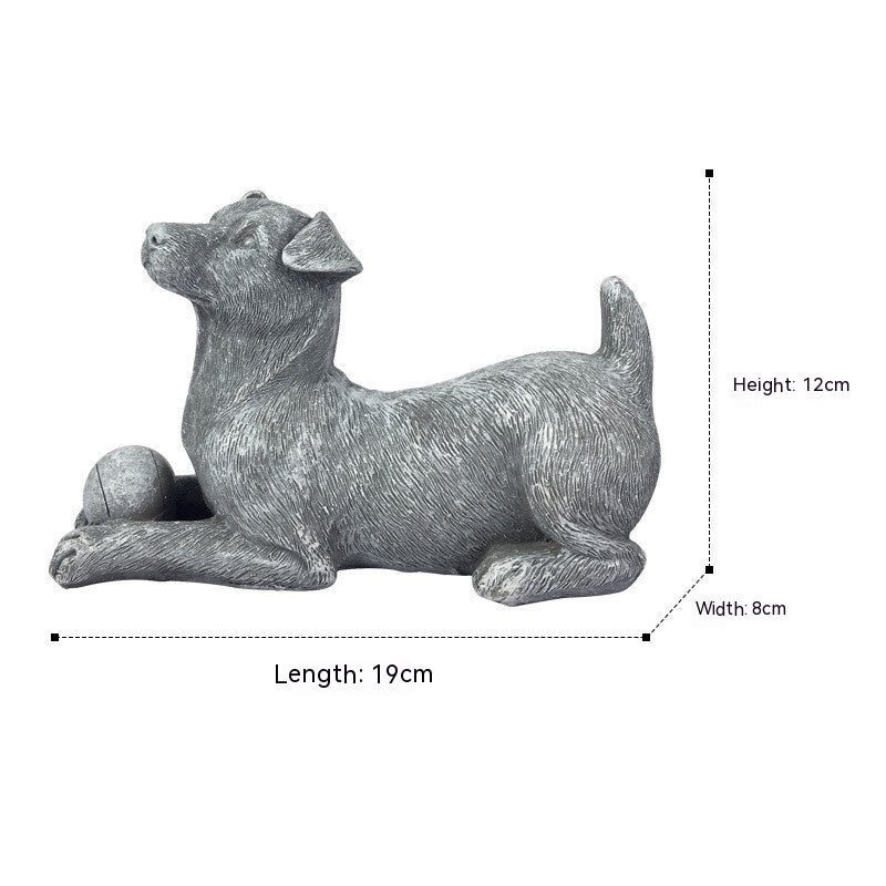 Cute Realistic Dog Ornaments, Pastoral Style Resin Desktop Decoration for Living Room & Home Display