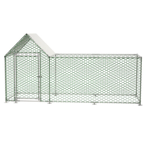 Poultry Habitat Cage with Lid for Chicken Coop, 10x3FT Metal Outdoor Enclosure