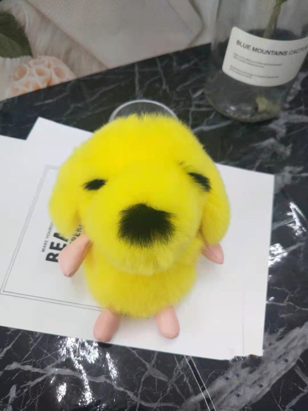 Rex Rabbit Fur Little Milk Dog Car Keychain