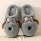 Cute Cartoon Dog Plush Slippers, Winter Couple Indoor Warm Non-slip Home Shoes