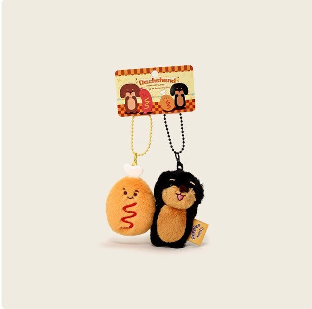 Sausage Plush Dog Bag Pendant Keychain, Cute Cartoon Plush Accessory