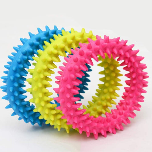 TPR Spiky Circle Dog Chew Ring, Bite-Training Molar Toy & Teeth-Cleaning Pet Supply