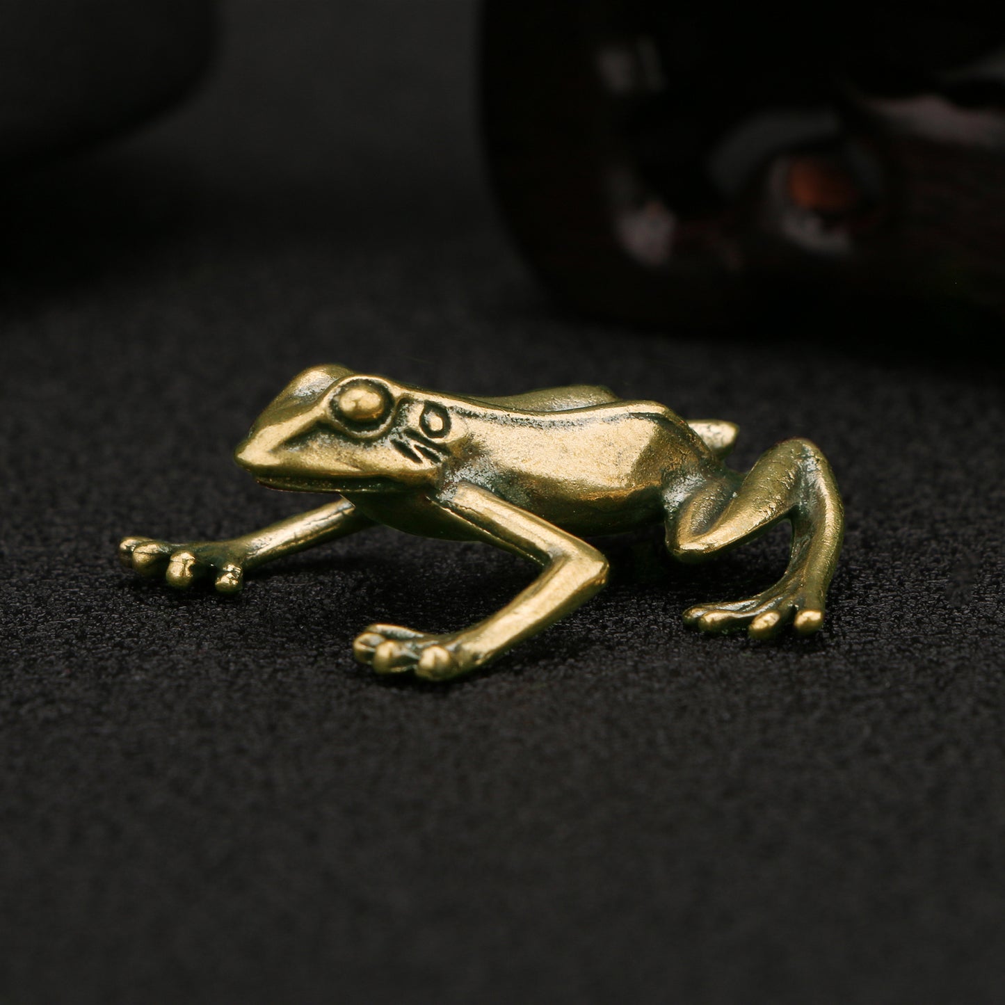 Timeless Accent: Handmade Vintage Frog Ancient Brass Ornament.