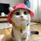Cute Exposed-Ear Bucket Hat for Pets, Breathable Summer Hat for Cats & Dogs