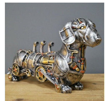 Mechanical Punk Dog Resin Ornament, Hand-Painted Modern Decorative Craft
