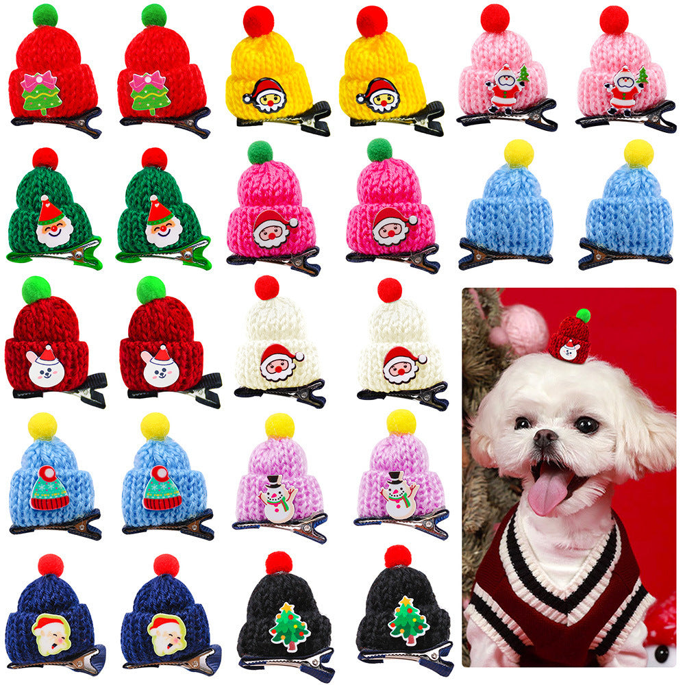Wool Pet Hat Decoration, Mini Christmas Clip Hat for Dogs & Cats