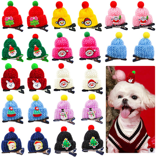 Wool Pet Hat Decoration, Mini Christmas Clip Hat for Dogs & Cats