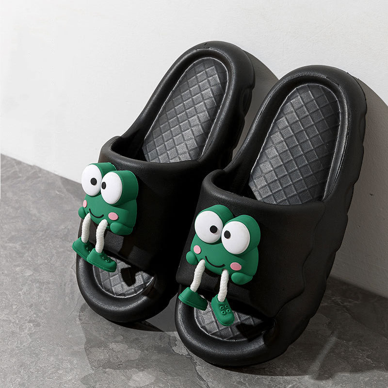 Summer Fun: New Cartoon Frog EVA Non-slip Slippers for Indoor and Bathing (Couple Slippers).