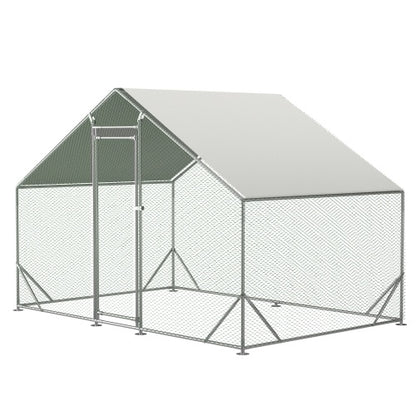 Large Metal Chicken Coop – Walk-In Hen Run with Galvanized Wire, Waterproof & UV-Resistant Cover for Chickens, Ducks, Rabbits, and Outdoor Pets