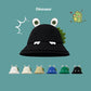 Seasonal Style: Cute Cartoon Fisherman Hat with Frog and Monster Designs (Tie-Dyed).