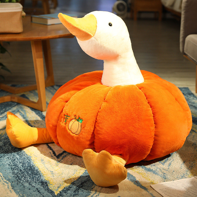 Creative Funny Pumpkin Duck Plush Doll – Soft Stuffed Toy in Multiple Sizes