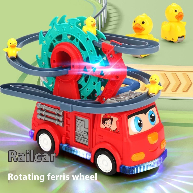 Children’s Little Duck Educational Electric Fire Truck Toy – Interactive Ferris Wheel Duck Vehicle