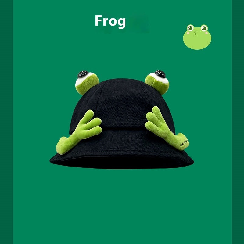 Seasonal Style: Cute Cartoon Fisherman Hat with Frog and Monster Designs (Tie-Dyed).