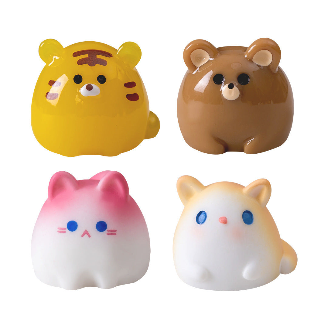 Desktop Fun: Creative Cute Round Cartoon Animal Resin Ornaments (Frog & More).