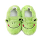 Cozy Jumps: Cute Cartoon Frog Indoor Plush Slippers for Children (Toddler to Pre-Teen).