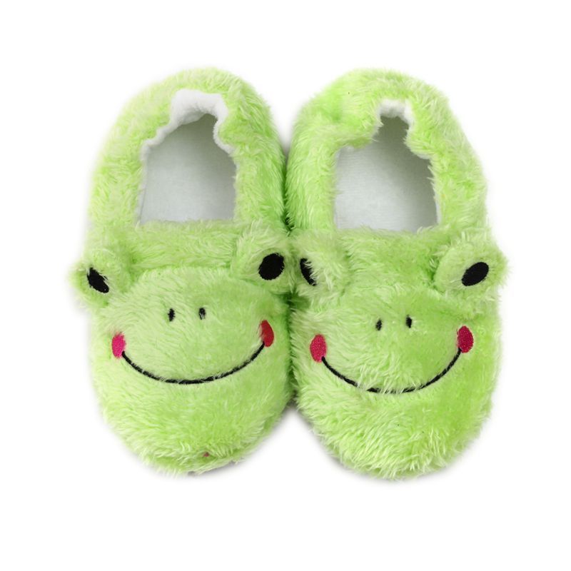 Cozy Jumps: Cute Cartoon Frog Indoor Plush Slippers for Children (Toddler to Pre-Teen).