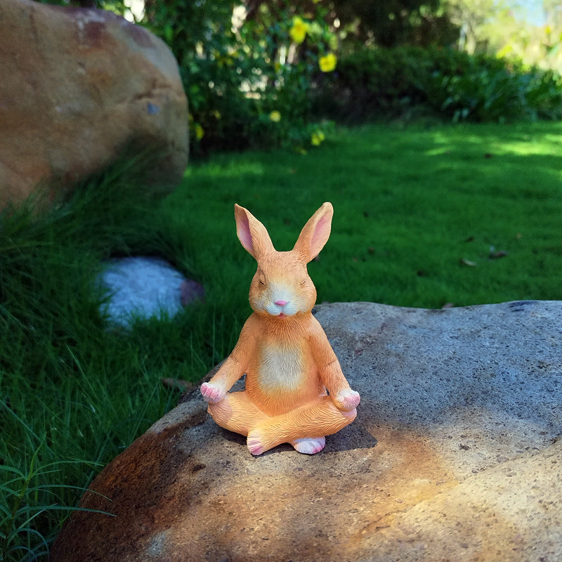 Creative Meditation Bunny Garden Ornament, Outdoor Resin Courtyard Decoration