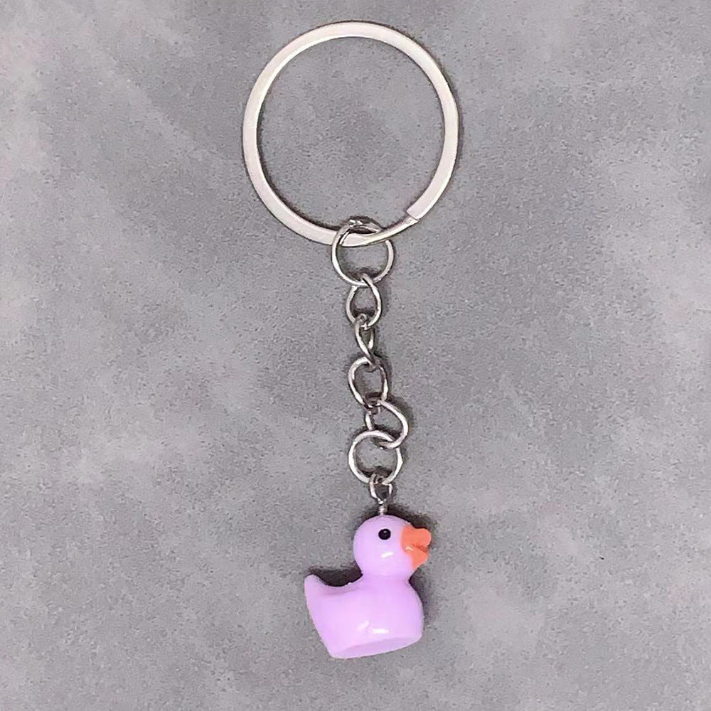 Charming & Simple: Resin Small Yellow Duck Keychain Pendant (Multi-Color Options).