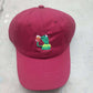 All-Season Style: Adjustable Cartoon Frog Embroidered Baseball Hat with Curved Brim.