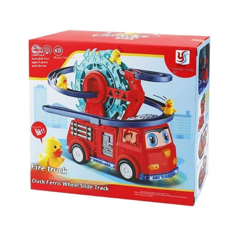 Children’s Little Duck Educational Electric Fire Truck Toy – Interactive Ferris Wheel Duck Vehicle