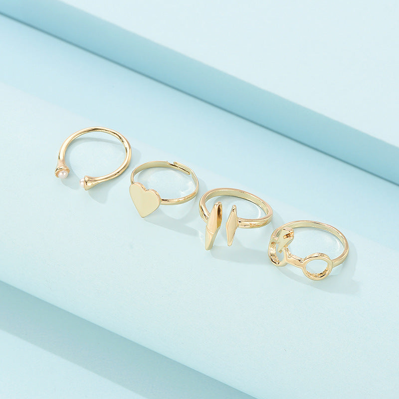 European & American Fashion Bunny Alloy Joint Ring, Heart-Shaped Animal Design