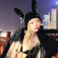 Fashion Rebellious Bunny Knitted Hat, Adjustable Black Street-Style Beanie
