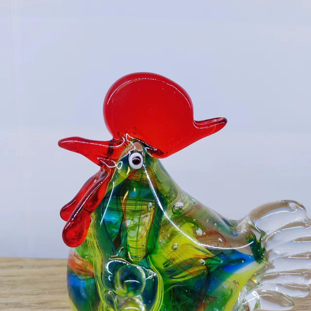 Art Deco Elegance: Creative Glass Chicken Ornament (Ancient French Glaze, Light Luxury Style).