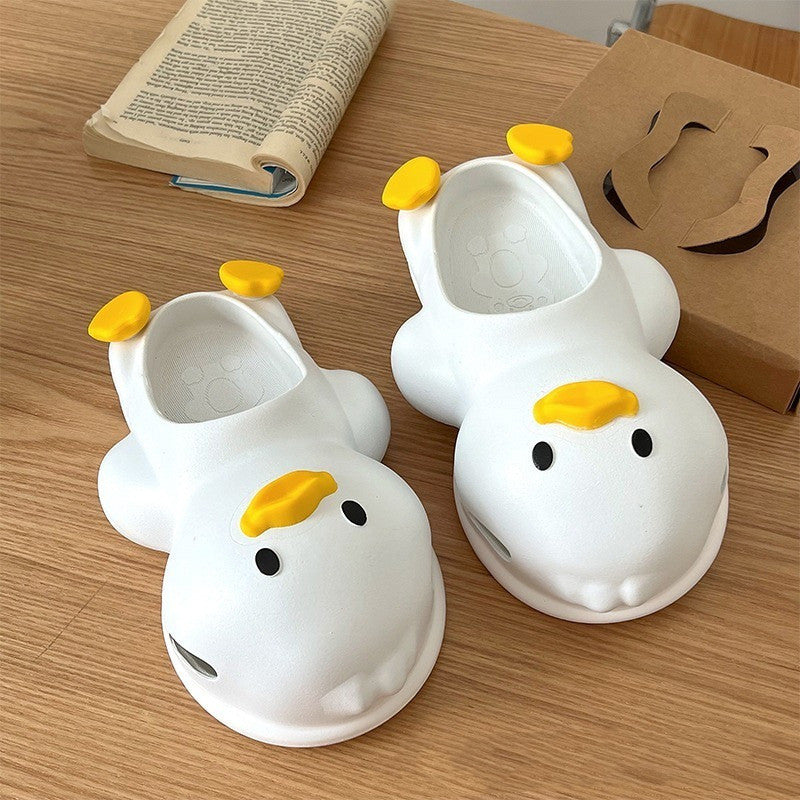 Quirky Comfort: Cartoon Duck PVC Slippers for Women (Indoor & Outdoor Wear).