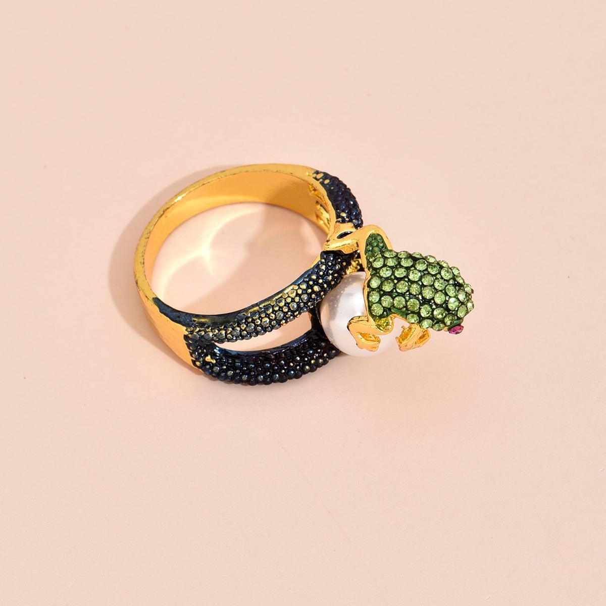 Unisex Treasure: European Style Frog Diamond Alloy Ring (Adjustable, Electroplated).