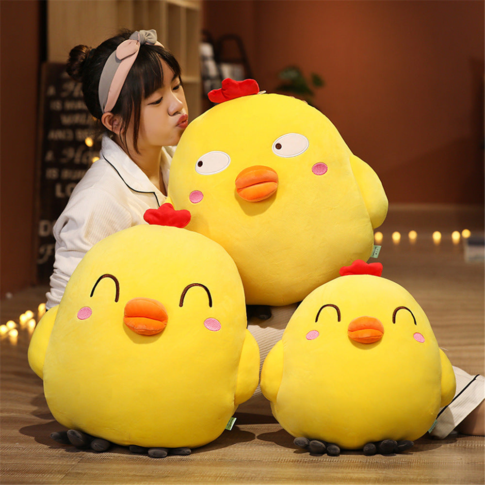 Cute Funny Expression Little Yellow Chicken Doll – Cartoon Plush Cushion & Pillow