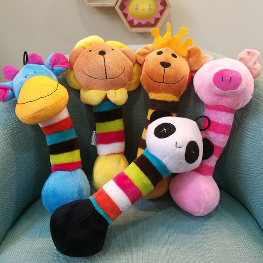 Soft Playtime: Plush Lollipop Duck Chewing Toy for Pets.