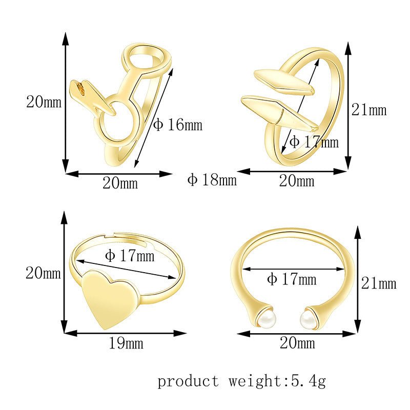 European & American Fashion Bunny Alloy Joint Ring, Heart-Shaped Animal Design