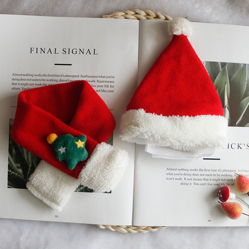 Winter Christmas Dog Scarf & Hat Set, Festive Pet Bib, Cloak & Accessories for Cats & Dogs