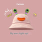 Seasonal Style: Cute Cartoon Fisherman Hat with Frog and Monster Designs (Tie-Dyed).