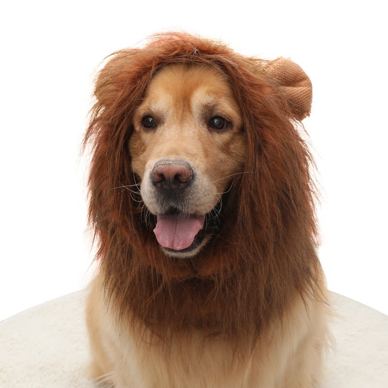 Pet Dog Lion Head Wig, Velvet Dog Hat & Costume Cover