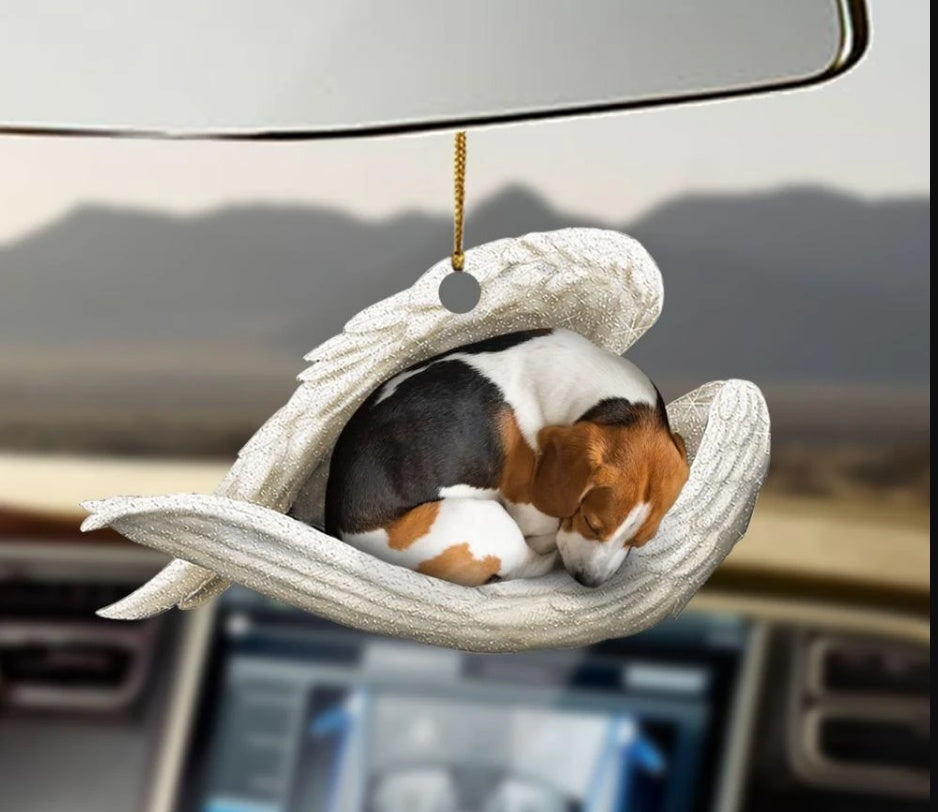 Sleeping Dog Angel Car Pendant, Acrylic Hanging Ornament for Cars, Doors & Home Decor
