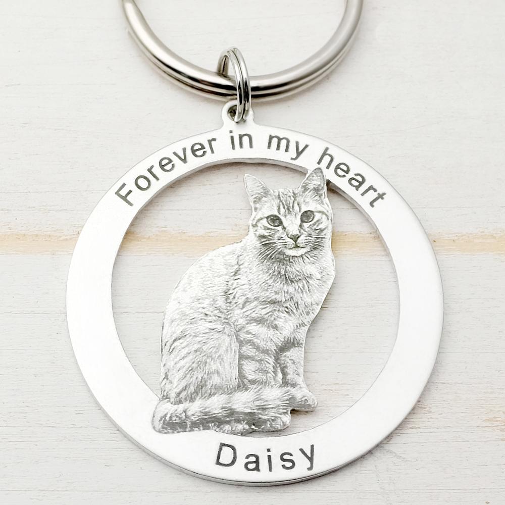 Custom Keychain Picture Keyring, Dog Photo Pet Memorial Keepsake