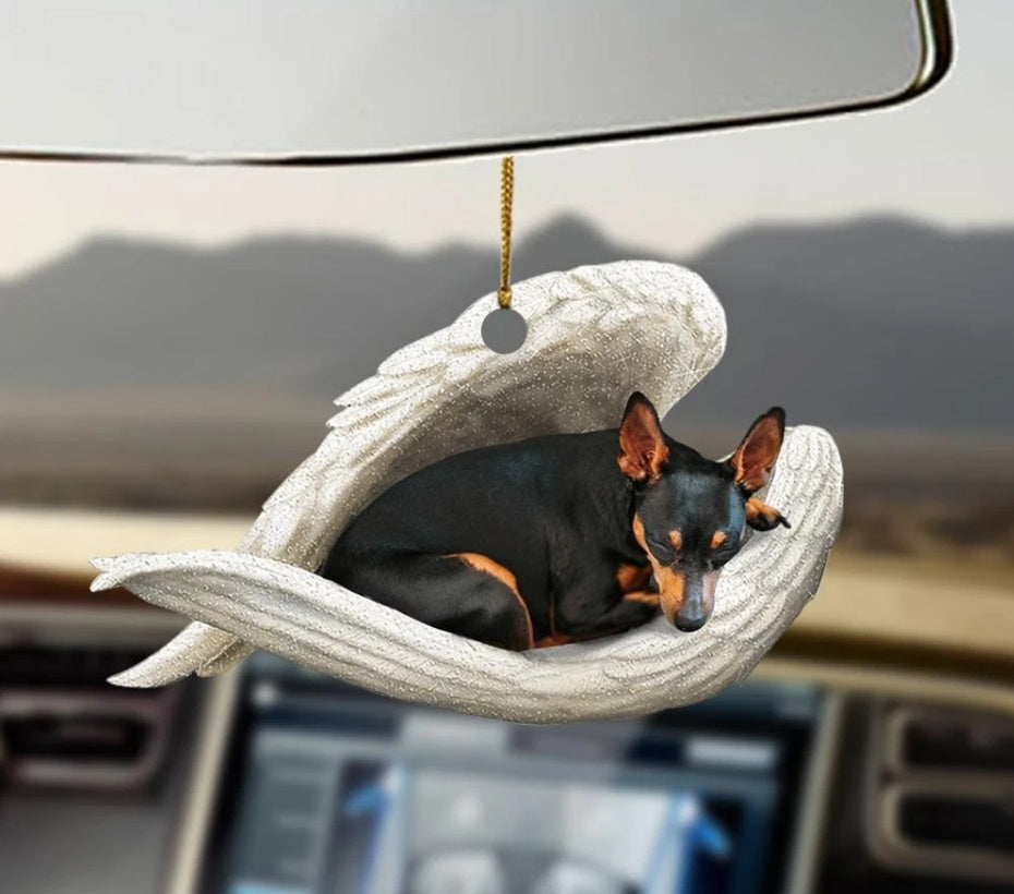 Sleeping Dog Angel Car Pendant, Cute Acrylic Hanging Ornament for Cars, Doors & Home Decor