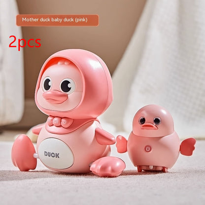 Interactive Fun: Electric Walking & Swinging Duck Mother and Baby Toy Set (Magnetic Connection).