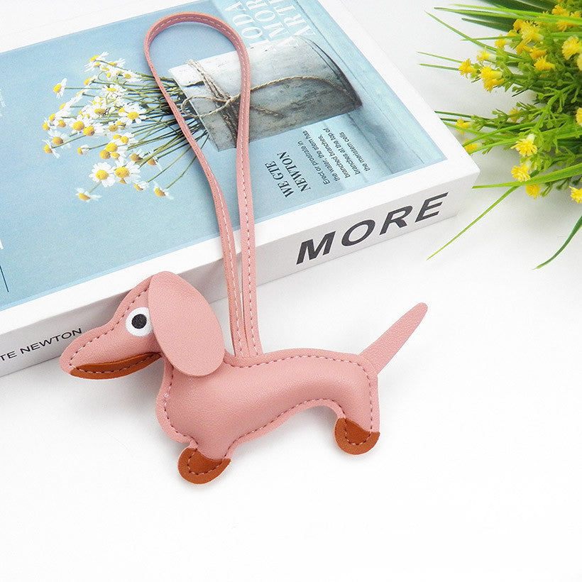 Sausage Dog Style Carrying Strap Bag Ornament, Fashion Commuting Leather Charm