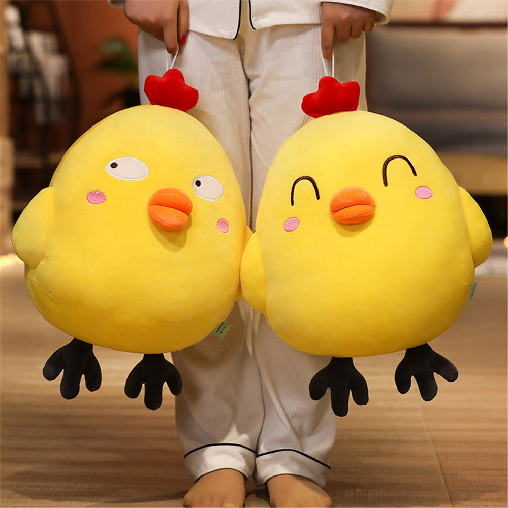 Cute Funny Expression Little Yellow Chicken Doll – Cartoon Plush Cushion & Pillow