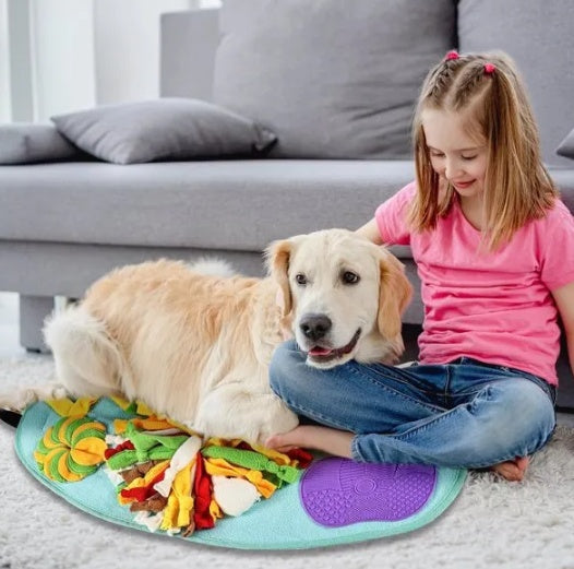 Mess-Free Sniffing: Easy-Clean Dog Snuff Pad Interactive Puzzle Toy (Machine Washable).