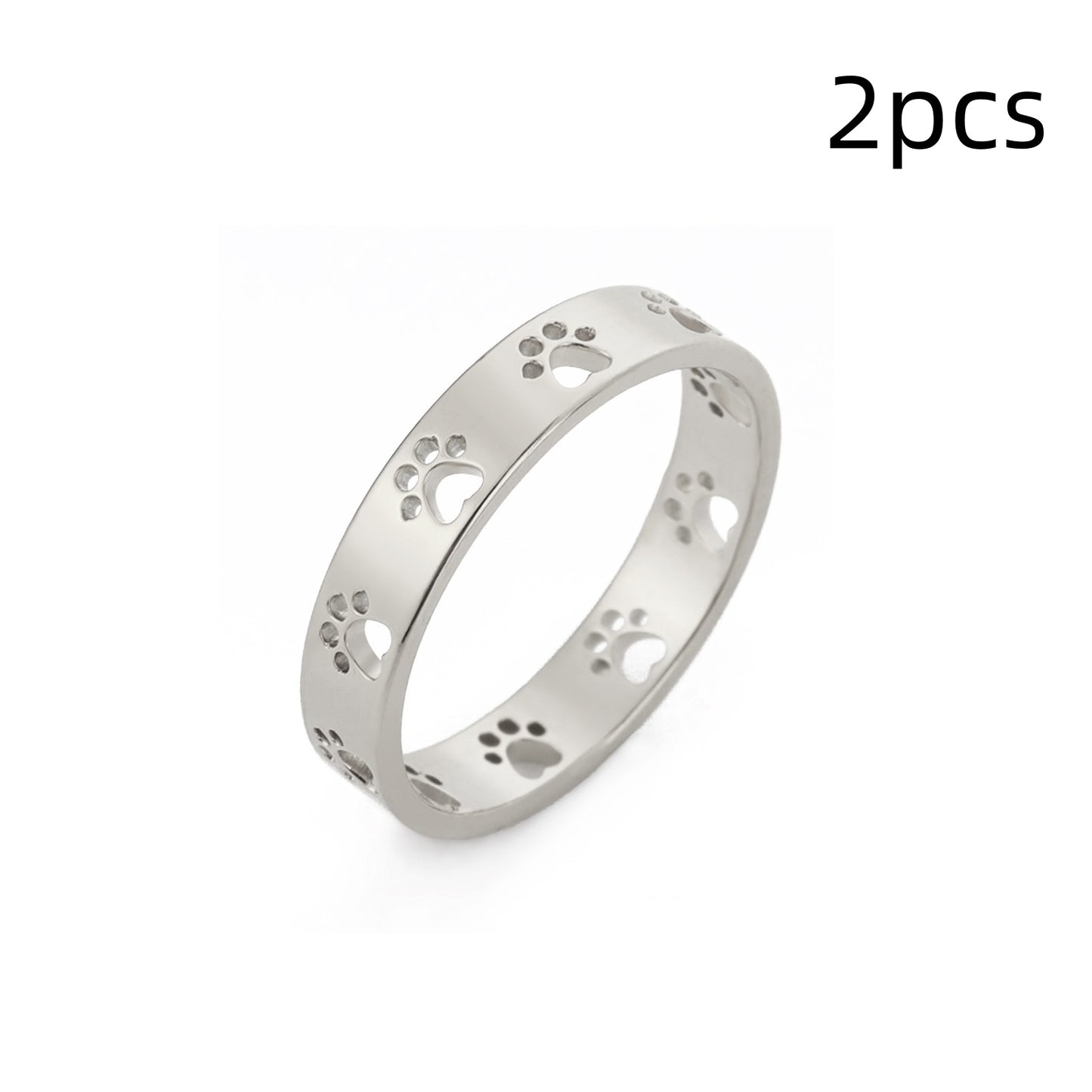 Stainless Steel Cat & Dog Paw Print Ring, Titanium Steel Unisex Animal Jewelry (Sizes 7–11)