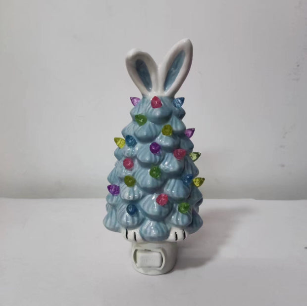 Easter Bunny Ceramic Tree Decorations, Glowing Spring Bunny Ornaments