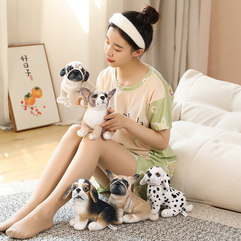 Simulated Dog Doll Plush Toy, Short Plush Animal Figure (20cm, Pug/Bulldog/Chihuahua/Dalmatian)