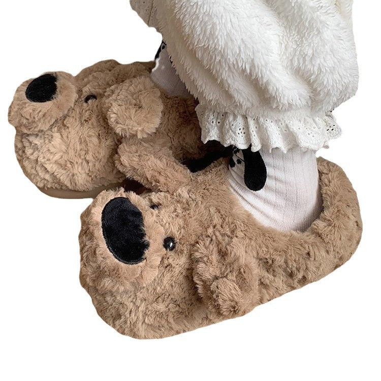 Cute Warm Nose Dog Shoes, Room Non-Slip Cotton Slippers