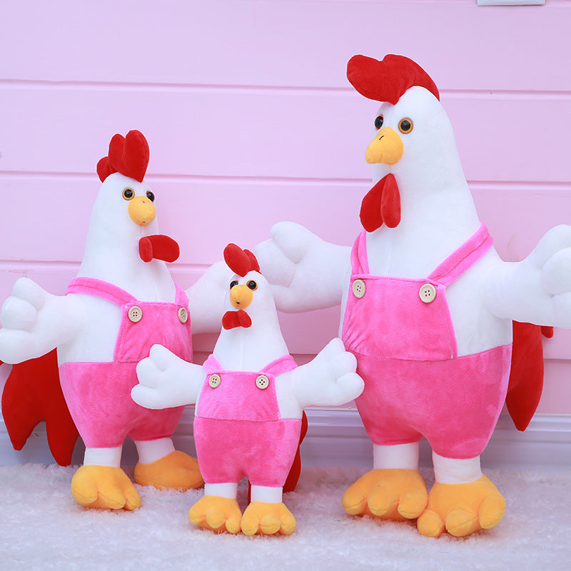 Plush Stuffed Chicken Mascot Doll – Cute Suspender Pants Plush Toy Gift
